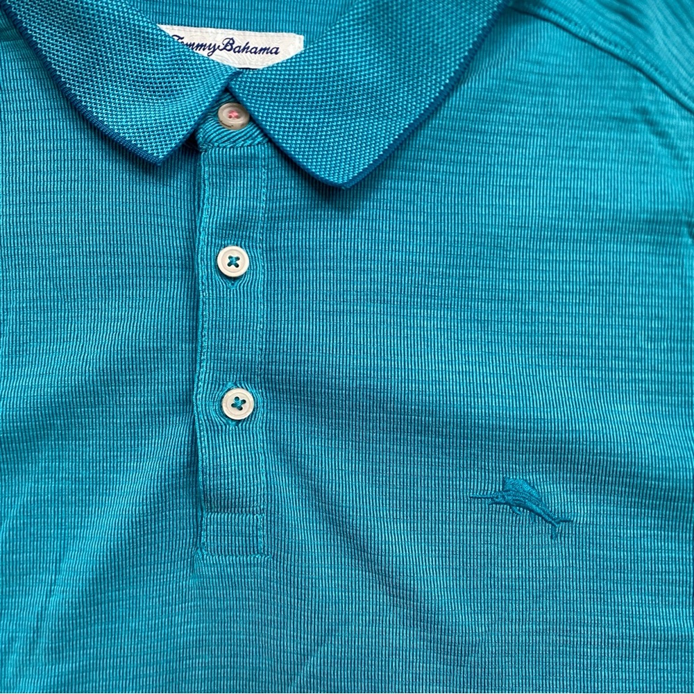 Tommy Bahama Islandzone Men's Teal Polo Shirt Size XL Coastal Nautical Casual - Picture 3 of 10